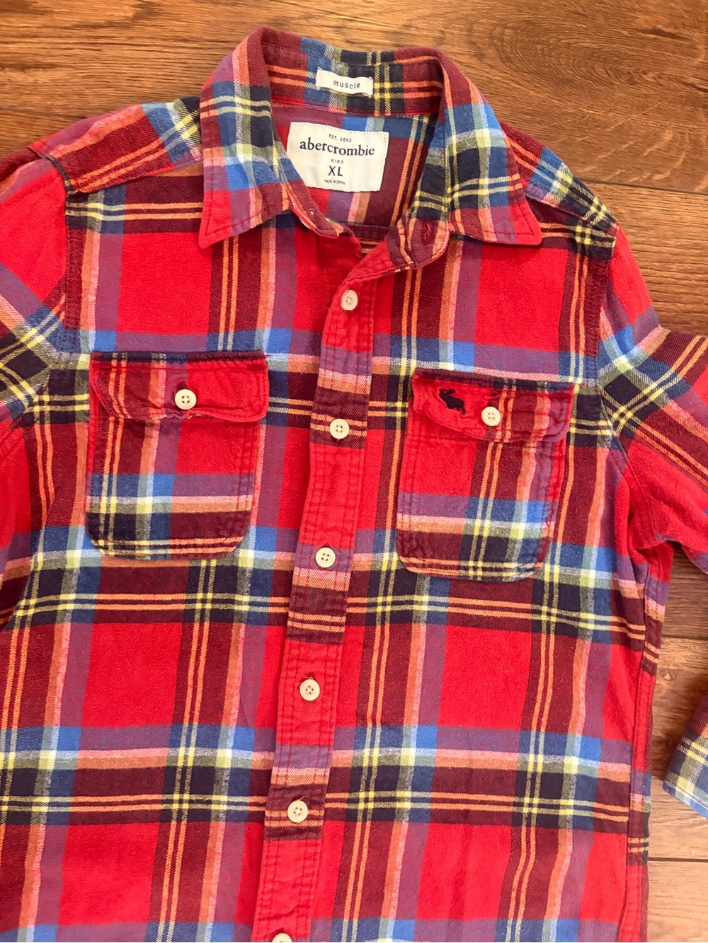 Abercrombie & Fitch Red Plaid Button-Down Shirt - Kids XL